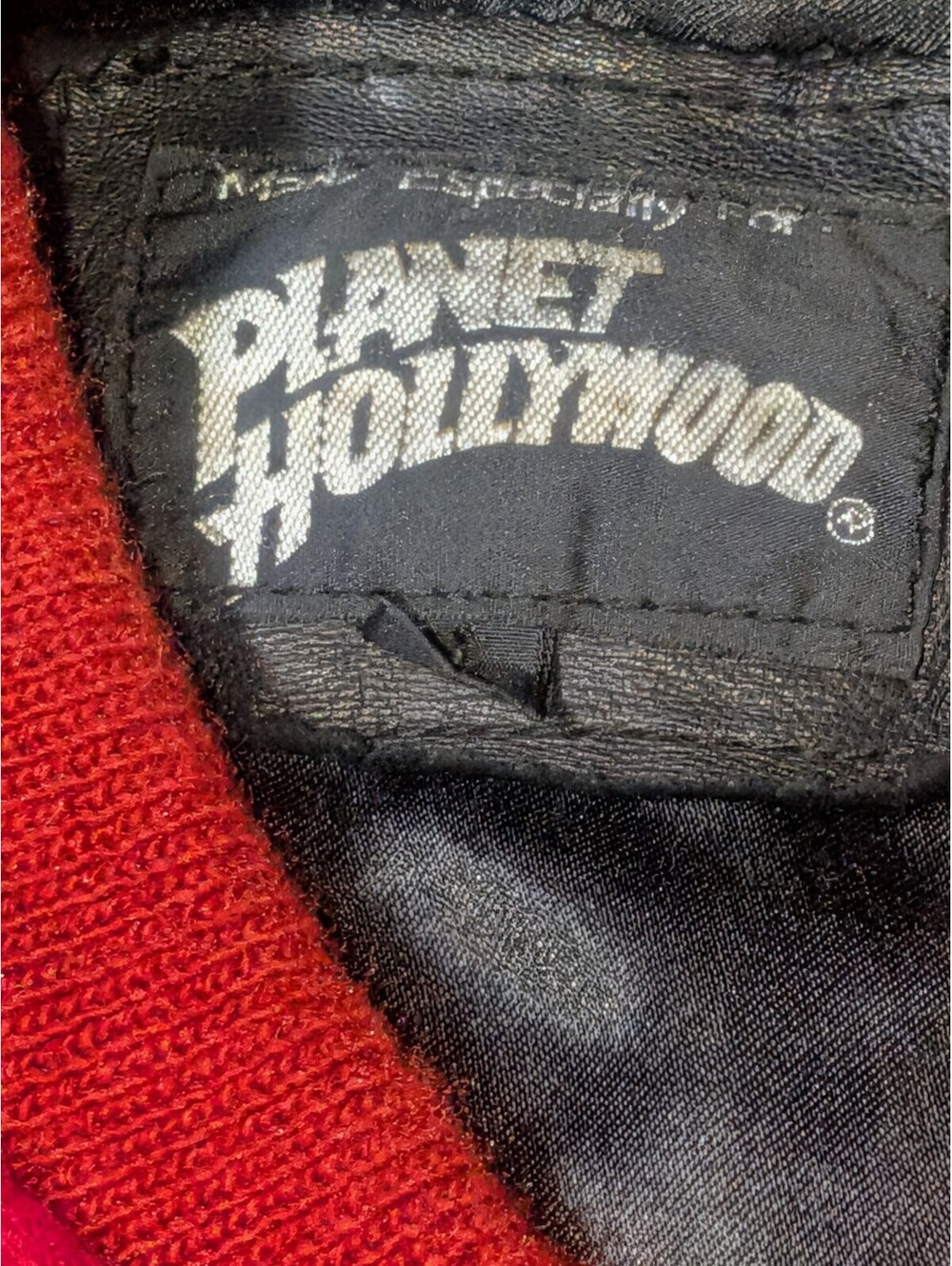 Vintage Planet Hollywood Jakarta Mens Varsity Jacket Red Wool blend & leather - Picture 6 of 13
